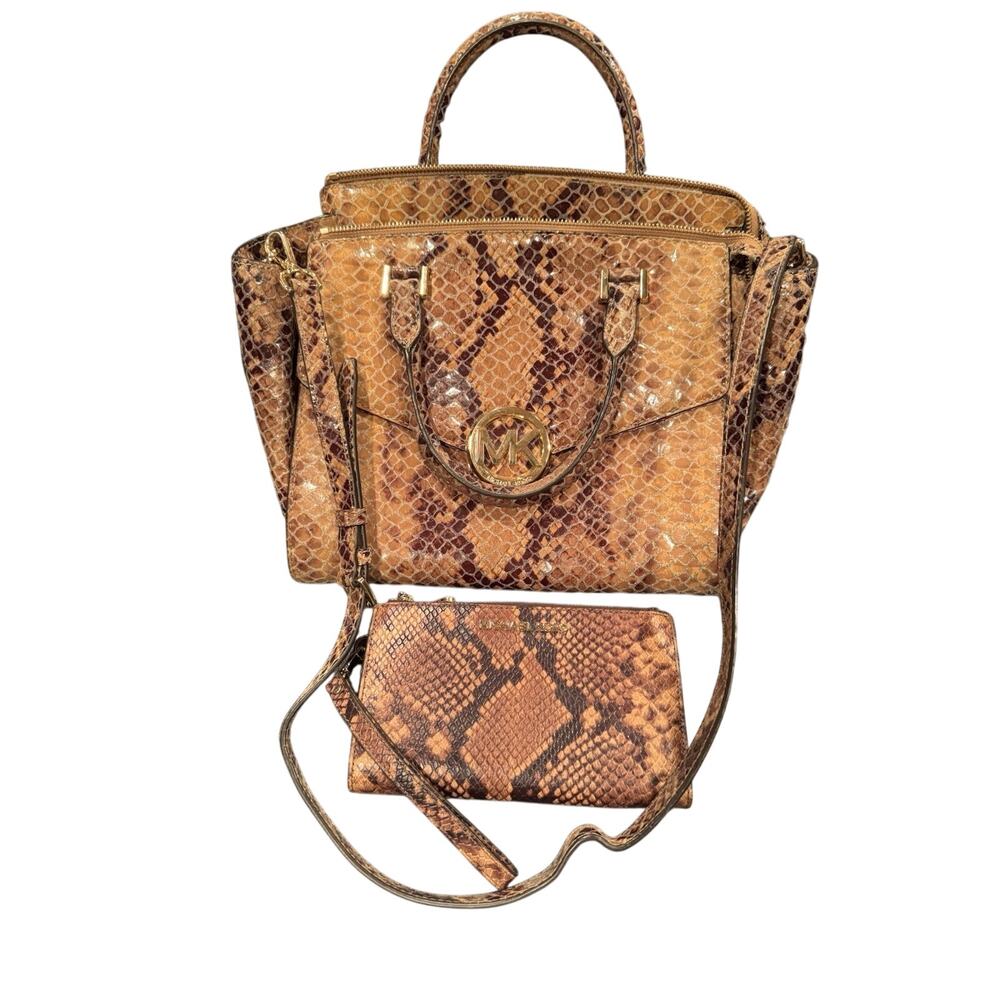 Michael Kors Embossed Python Snake Print Bag & Wa… - image 1